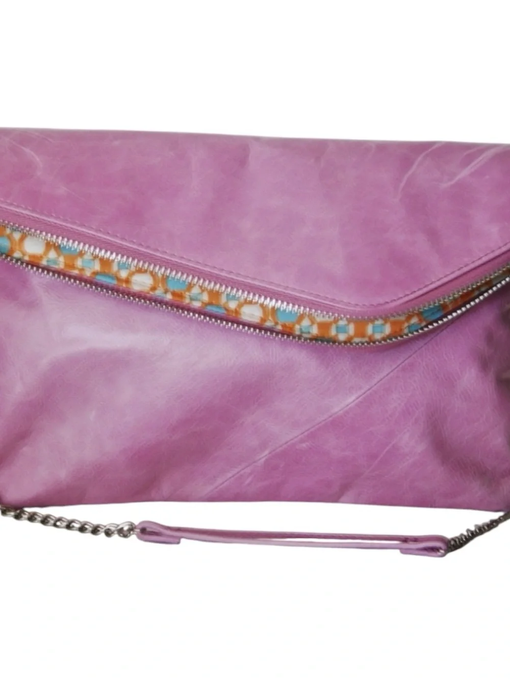 HOBO INTERNATIONAL HANDBAG JESSA LARGE LEATHER ENVELOPE CLUTCH BAG $158 LILAC